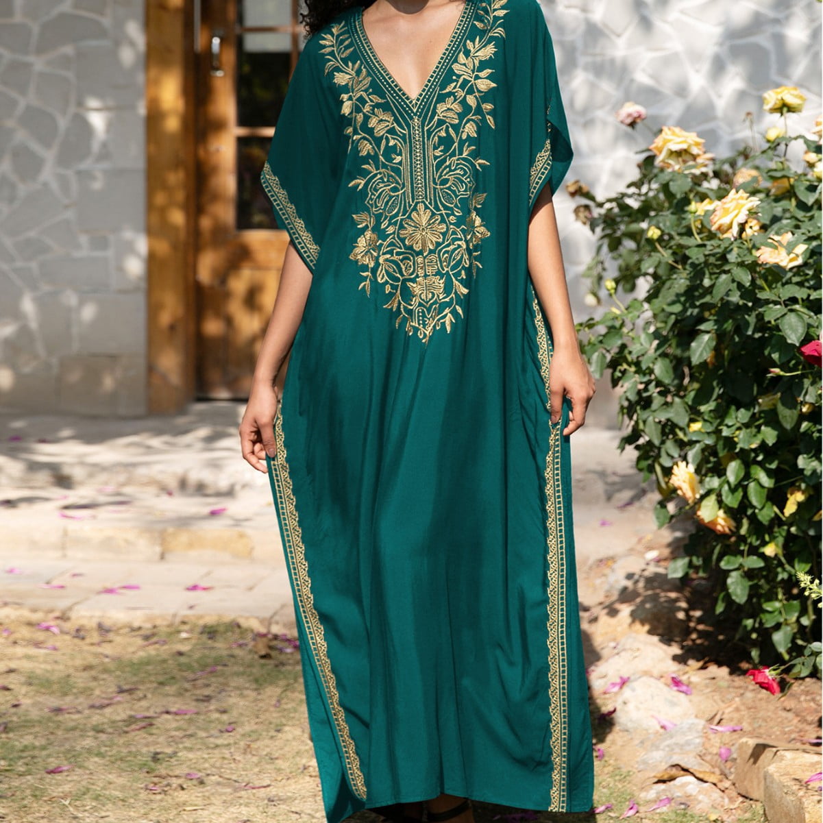 Aesthetic Embroidered Long Kaftan Dresses