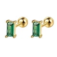 thumbnail image 1 of Gold Emerald CZ Square 925 Sterling Silver Tiny Stud Earrings Cartilage Screw Back Tragus Sleeper Studs for Women 20G, 1 of 4
