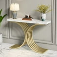 Gold Entryway Console Table with Metal Base, Modern foyer Entry tables, Narrow Sofa Accent Table