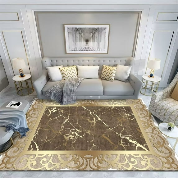 Gold European Ins Living Room Large Area Carpet Home ration bedroom Soft Anti slip rug Classical Cus
