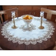 thumbnail image 1 of Gold European Lace and Antique Jacquard Fabric Round Doily, Table Topper (23"/33"), 1 of 3