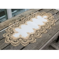 Gold European Lace and Antique Jacquard Fabric Table Runner (26", 34", 44", 54", 70")