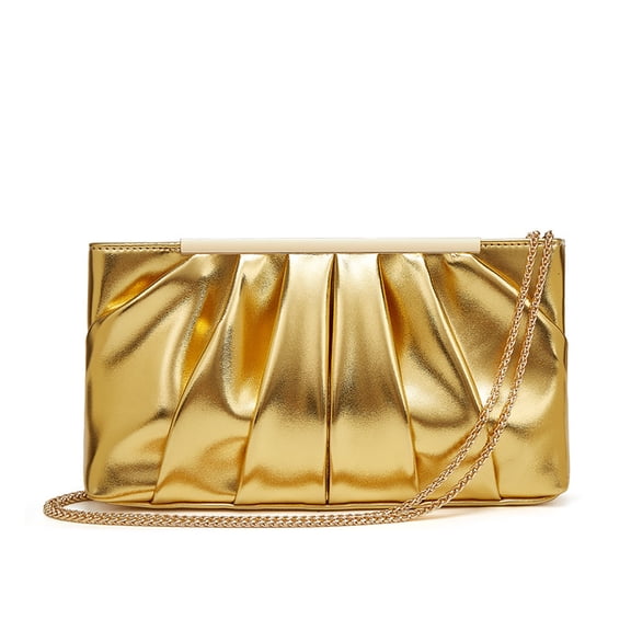 Gold Evening Tote Bag for Women, Metallic Clutch Purse with Chain, Elegant Crossbody Bags for Women