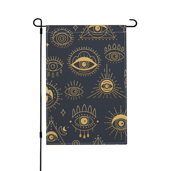 Gold Evil Eye Garden Flag Outdoor House Flags 12 X 18 Inch Banner Yard Home Decoration