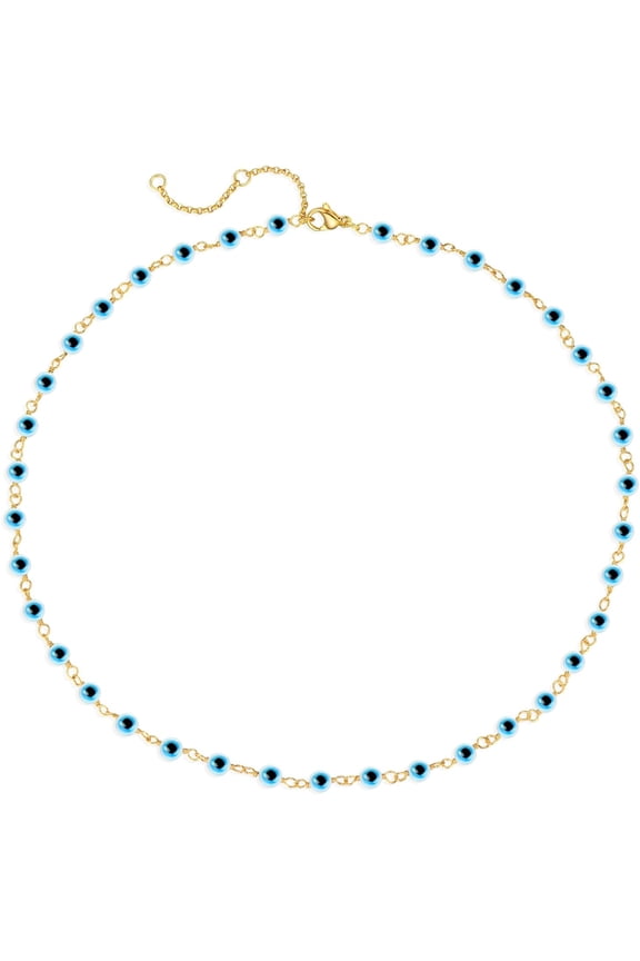 Gold Evil Eye Necklace For Women 18K Gold Plated Turquoise Cubic Zirconia Evil Eye Minimalist Simple Necklace Dainty Gold Choker Necklace Jewelry Gift For Women[o4706]
