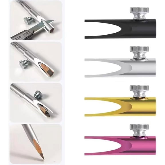 Gold Eyebrow Pencil Sharpener Guide Tool, Precision Duck-Bill Shaping Aid, Portable Aluminum Alloy Makeup Accessory