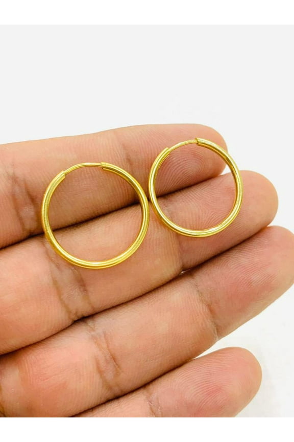 Gold F Endless Hoop Earrings for Womens 21x21mm Dainty Hoop Earrings Ear Piercing