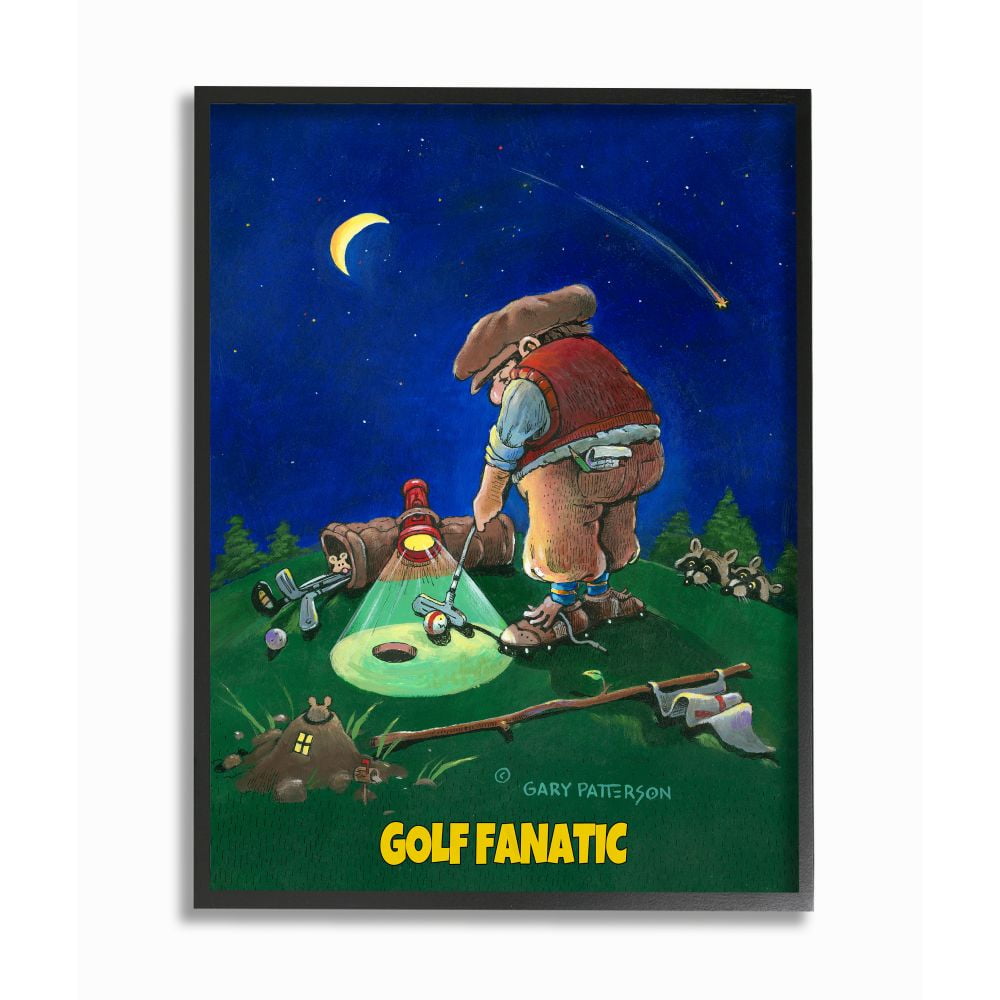 Gold Fanatic Funny Golf Cartoon Sports Design Oversized Framed Giclee Texturized Art by Gary Patterson
