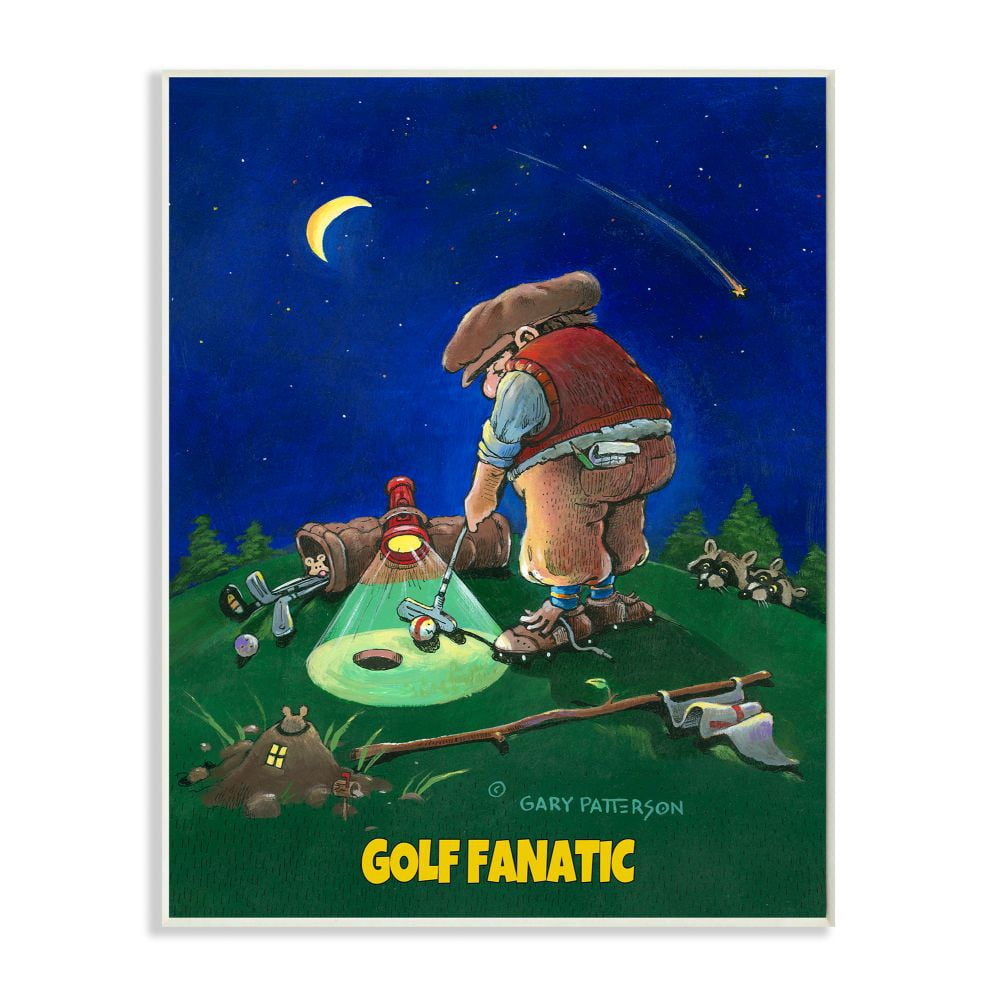 Gold Fanatic Funny Golf Cartoon Sports Design Wall Plaque Art by Gary Patterson