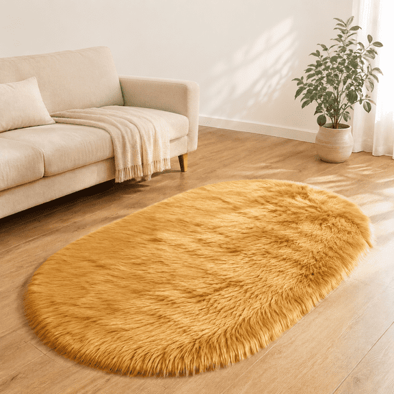Lumulena Bowknot Faux Fur Area Rug, Soft Non-Slip Small Floor Mat for ...
