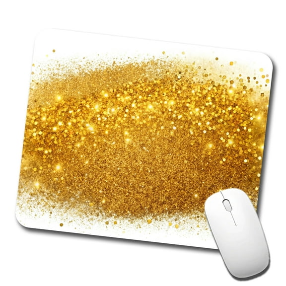 Gold Faux Glitter Mouse Pad Low Profile Gaming Mat