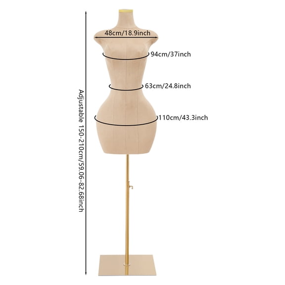 Gold Female Mannequin Model with Stand Half-Length Model Mannequin Dress Form