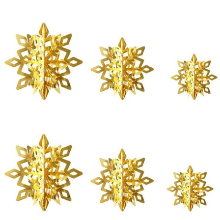 Gold Festive Hanging Garland With Snowflake For Christmas Decor Paper Material 3 Sizes Home Winter Decoration