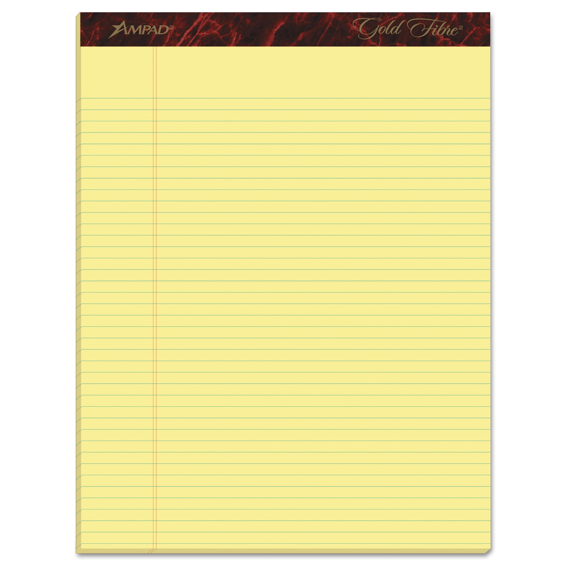 Gold Fibre Quality Writing Pads, Narrow Rule, 50 Canary-Yellow 8.5 X 11.75 Sheets, Dozen | Bundle of 2 Dozen