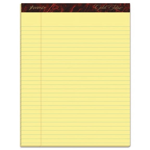 Gold Fibre Quality Writing Pads, Wide/legal Rule, 50 Canary-Yellow 8.5 X 11.75 Sheets, Dozen | Bundle of 2 Dozen
