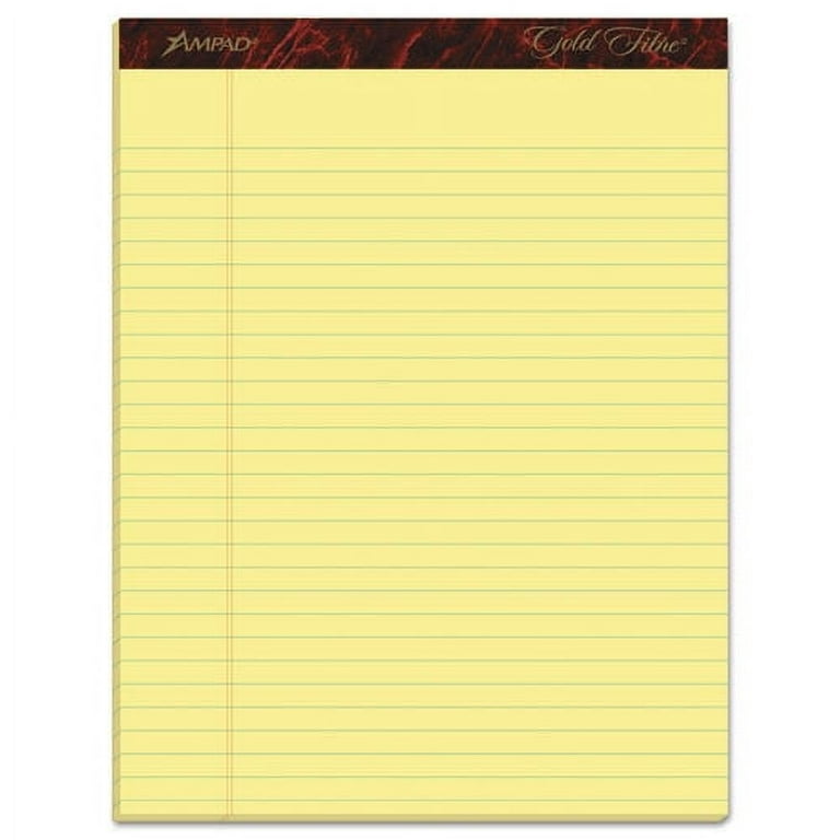 Gold Fibre Quality Writing Pads, Narrow Rule, 50 Canary-Yellow 8.5 x 11.75 Sheets, Dozen Gold Fibre Quality Writing Pads, Narrow Rule, 50 Canary-Yellow 8.5 x 11.75 Sheets, Dozen
