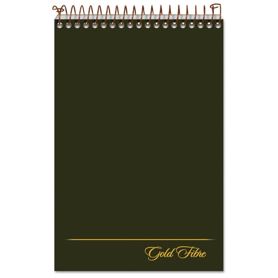 Gold Fibre Steno Pads, Gregg Rule, Designer Green/gold Cover, 100 White 6 X 9 Sheets | Bundle of 5 Each