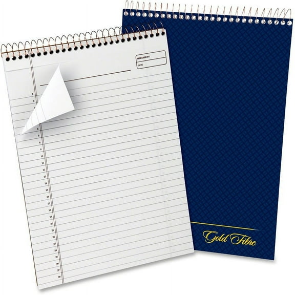 Gold Fibre Wirebound Project Notes Pad, Project-Management Format, Navy Cover, 70 White 8.5 X 11.75 Sheets | Bundle of 5 Each