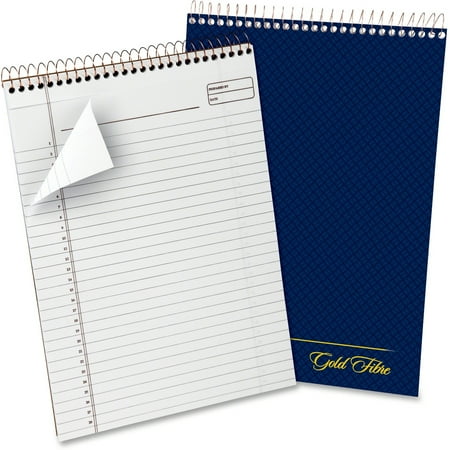 Gold Fibre Wirebound Writing Pad w/ Cover, 1 Subject, Project Notes, Navy Cover, 8.5 x 11.75, 70 Sheets