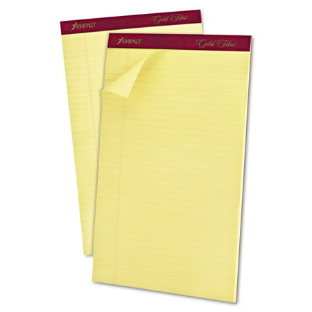 Ampad Gold Fibre Pads 8 1/2 x 14 Canary 50 Sheets Dozen 20030