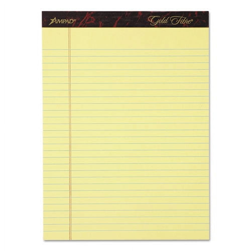 Gold Fibre Writing Pads, Wide/legal Rule, 50 Canary-Yellow 8.5 X 11.75 Sheets, 4/pack | Bundle of 2 Packs