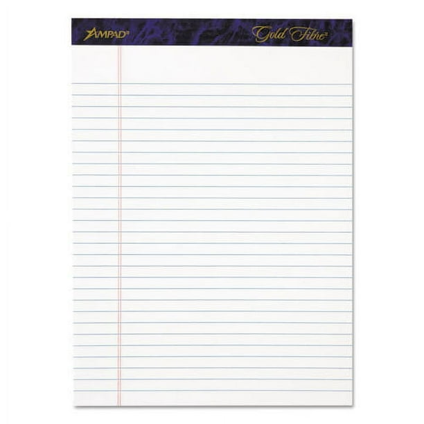 Gold Fibre Writing Pads, Wide/Legal Rule, 50 White 8.5 x 11.75 Sheets, 4/Pack Gold Fibre Writing Pads, Wide/Legal Rule, 50 White 8.5 x 11.75 Sheets, 4/Pack