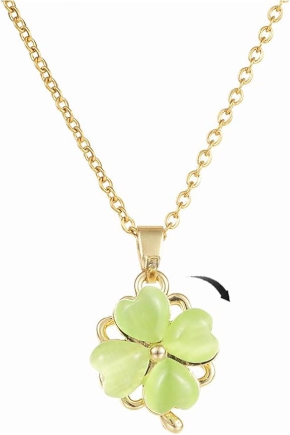 Gold Fidget Necklace for Women St Patrick Day Necklace Four Leaf Clover Necklace Dainty 4 Leaf Clover Pendant Necklace Lucky Chain Necklace for Women Stainless Steel Fingertip  Trendy Jewelry Gift