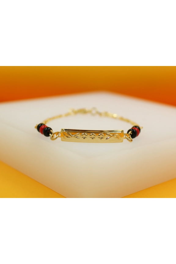 Gold Filled Azabache Plate Bracelet