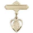 thumbnail image 1 of Gold Filled Baby Badge with Guardian Angel Charm and Polished Badge Pin 7/8 X 5/8 inches, 1 of 1
