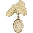 thumbnail image 1 of Gold Filled Baby Badge with Our Lady of Peace Charm and Baby Boots Pin 1 X 5/8 inches, 1 of 1