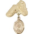 thumbnail image 1 of Gold Filled Baby Badge with St. Anastasia Charm and Baby Boots Pin 1 X 5/8 inches, 1 of 1