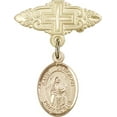 thumbnail image 1 of Gold Filled Baby Badge with St. Deborah Charm and Badge Pin with Cross 1 X 3/4 inches, 1 of 4