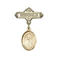 thumbnail image 1 of Gold Filled Baby Badge with St. Dennis Charm and Godchild Badge Pin 1 X 5/8 inches, 1 of 1