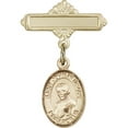 thumbnail image 1 of Gold Filled Baby Badge with St. John Neumann Charm and Polished Badge Pin 1 X 5/8 inches, 1 of 1