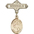 thumbnail image 1 of Gold Filled Baby Badge with St. Ursula Charm and Godchild Badge Pin 1 X 5/8 inches, 1 of 1
