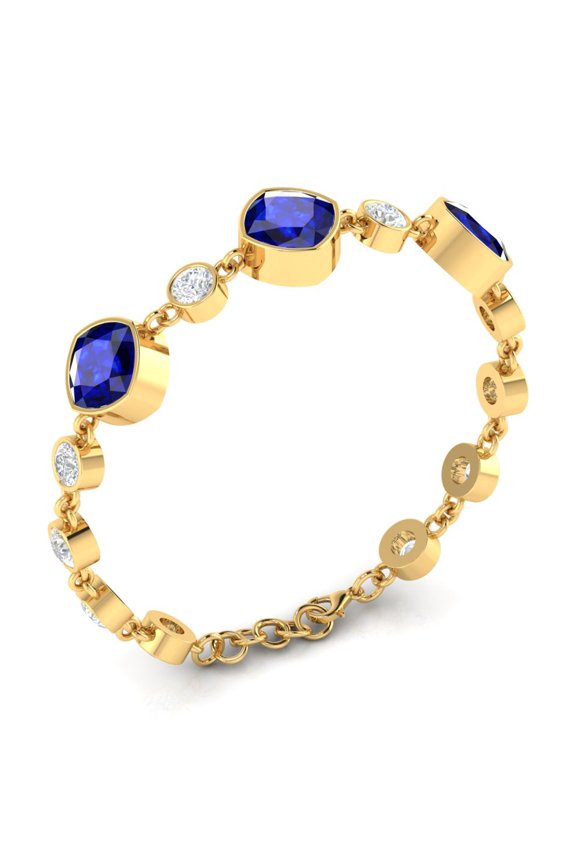 Gold Filled Blue Sapphire Chain Tennis Bracelet