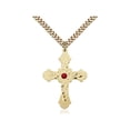thumbnail image 1 of Gold Filled Cross Pendant with 3mm July Red Swarovski Crystal 1 1/4 x 7/8 inches with Heavy Curb Chain, 1 of 1