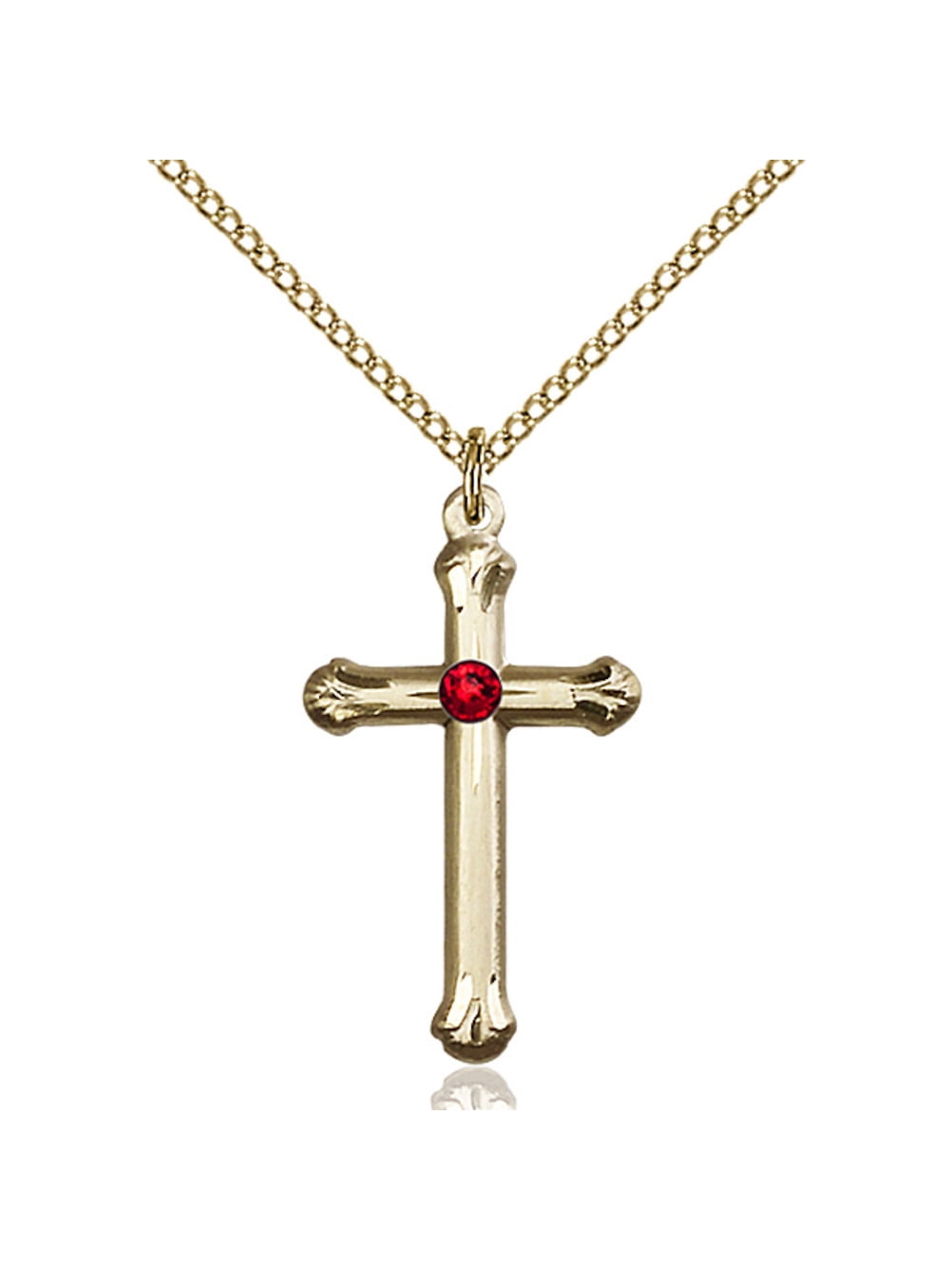 Gold Filled Cross Pendant with 3mm July Red Swarovski Crystal 1 x 5/8 ...