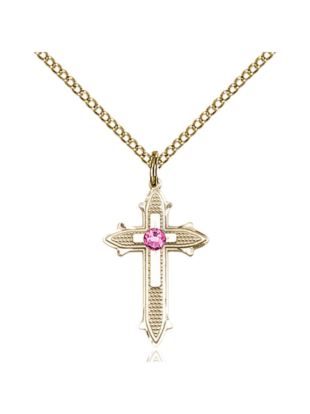 Gold Filled Cross on Cross Pendant w/ 3mm October Rose Swarovski ...