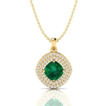 Gold Filled Cushion-Cut Solitaire Emerald Pendant Birthday Gift For Sister || Ali Baba Jewellery
