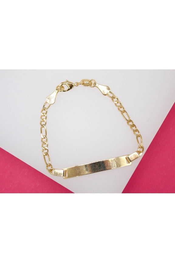 Gold Filled Dainty Curved Plate Kid Curb Chain Bracelet