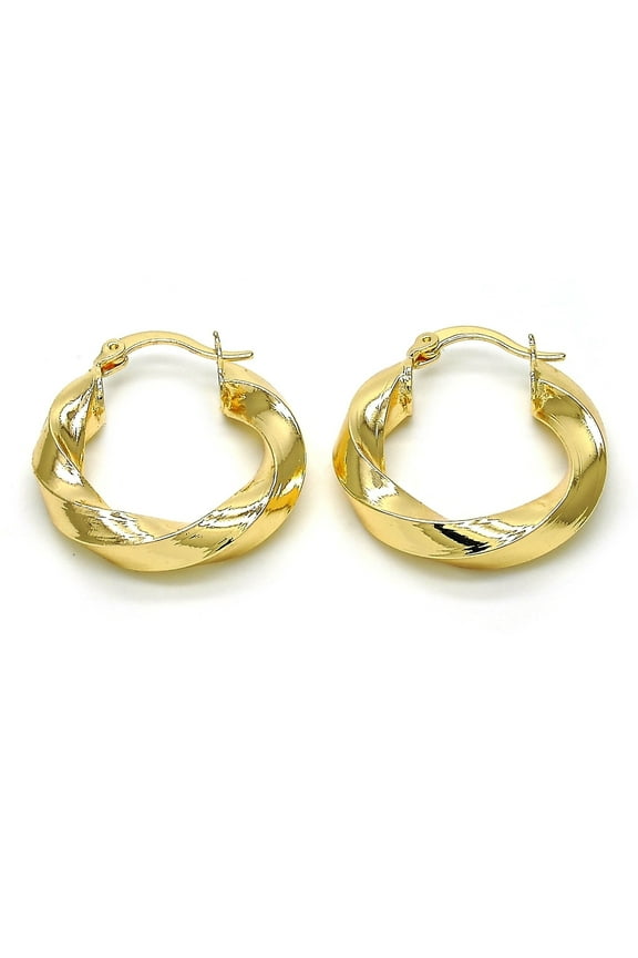 Gold Filled High Polish Finsh Bamboo Twist Hoop Earrings