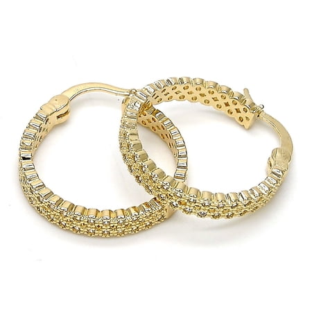 Gold Filled High Polish Finsh Nugget Hoop Earrings with Micro Pava Setting