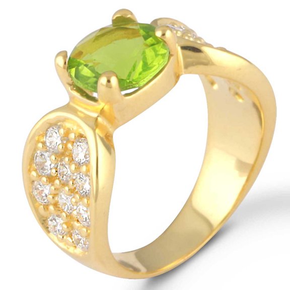 Gold Filled Ring Peridot Hydro Quartz Gemstone Mordern Jewelry
