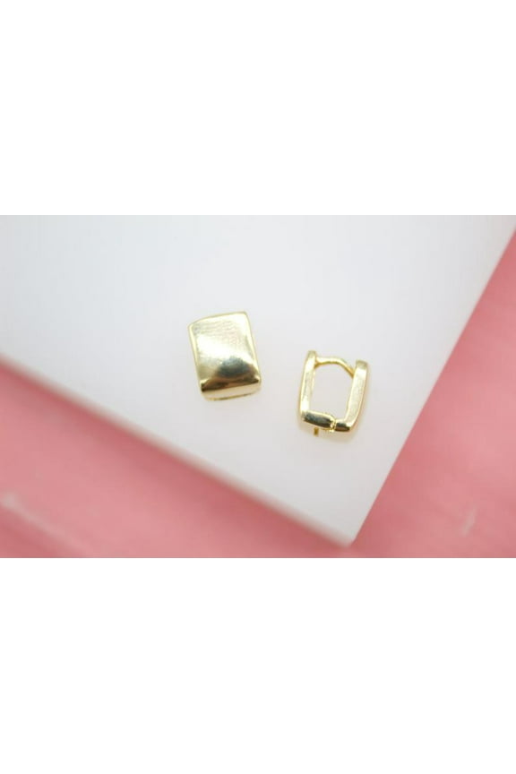 Gold Filled Squared Huggies Earrings (L247)