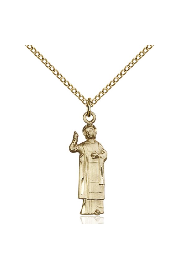 Gold Filled St. Florian Pendant 1 x 1/4 inches with Gold Filled Lite Curb Chain