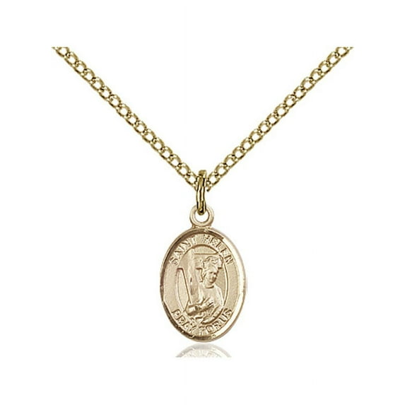 Gold Filled St. Helen Pendant 1/2 x 1/4 inches with Gold Filled Lite Curb Chain