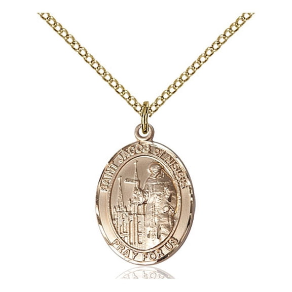Gold Filled St. Jacob of Nisibis Pendant 3/4 x 1/2 inches with 18 inch Gold Filled Curb Chain