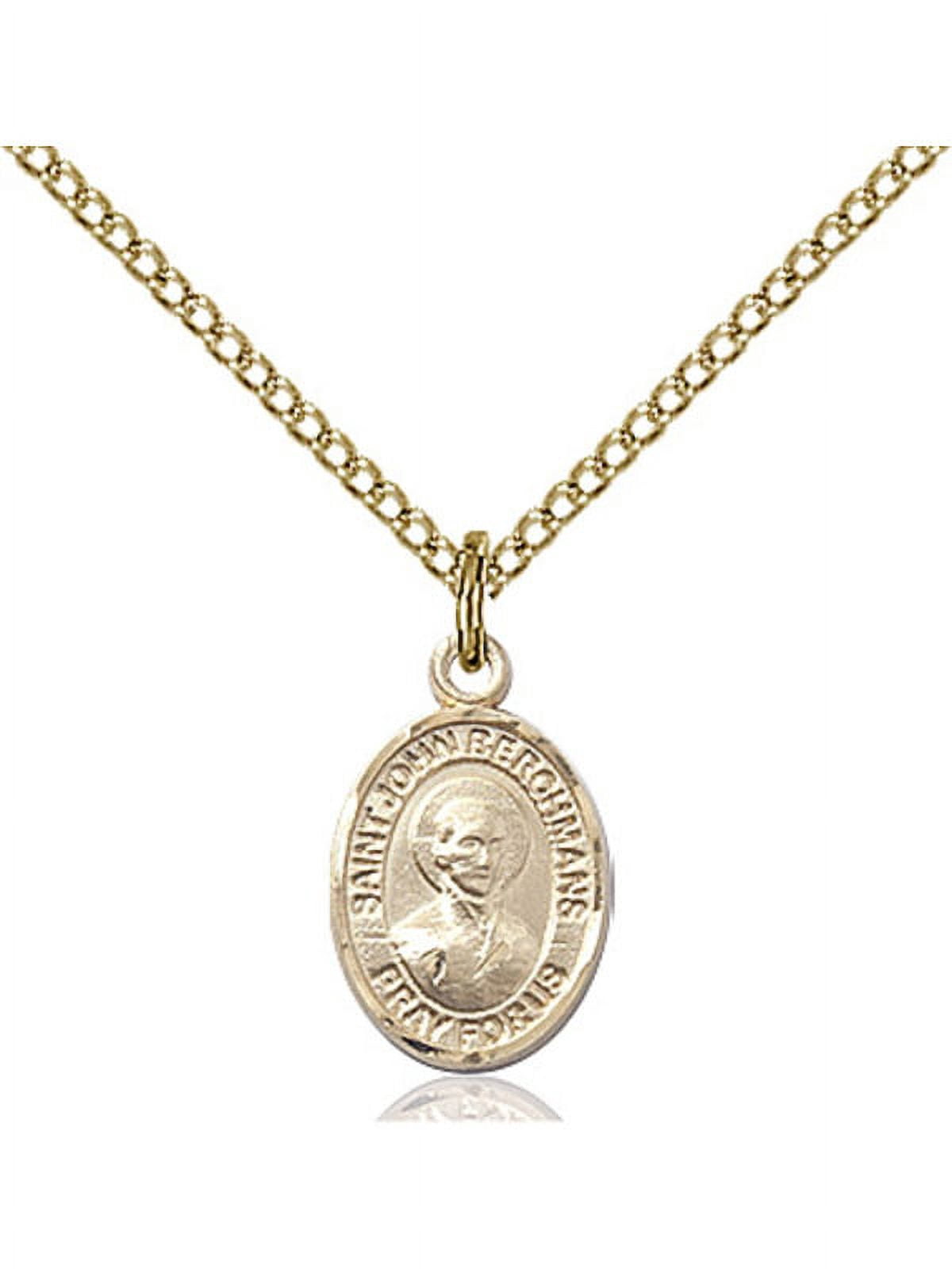 Gold Filled St. John Berchmans Pendant 1/2 x 1/4 inches with Gold ...