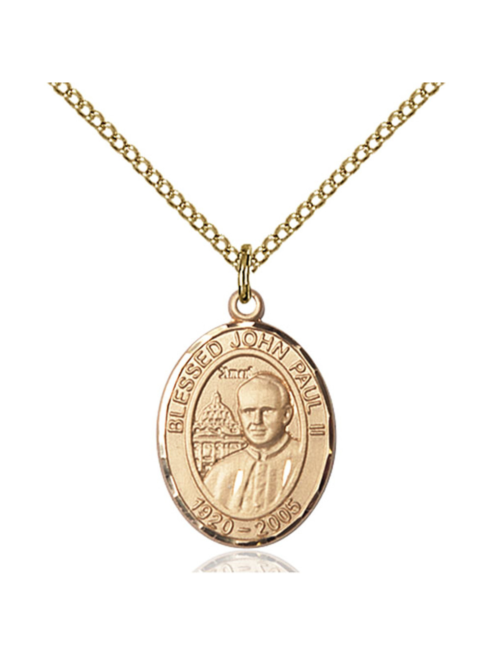 Gold Filled St. John Paul II Pendant 3/4 x 1/2 inches with Gold Filled ...